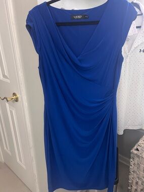 Ralph Lauren Cobalt Blue Draped Midi Dress